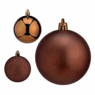 Set kerstballen Bruin Plastic 7 x 8 x 7 cm (12 Stuks) 2