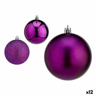 Set kerstballen Paars Plastic 8 x 8 x 47 cm (12 Stuks) 1