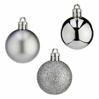 Set kerstballen 4 cm Zilverkleurig Plastic (12 Stuks) 2