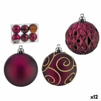 Set kerstballen Paars Plastic &Oslash; 6 cm (12 Stuks) 1