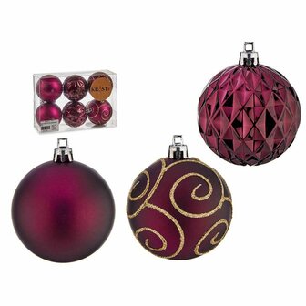 Set kerstballen Paars Plastic &Oslash; 6 cm (12 Stuks) 2