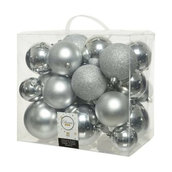 Kerstballen Decoris Zilverkleurig Glanzend (26 Onderdelen) 1