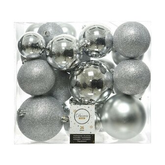 Kerstballen Decoris Zilverkleurig Glanzend (26 Onderdelen) 2