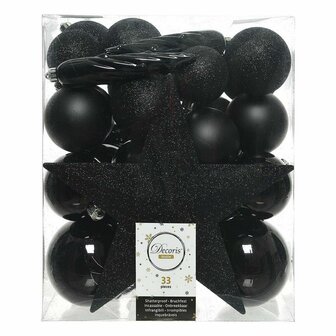Kerstballen Decoris Zwart Multicolour (33 Onderdelen) 1