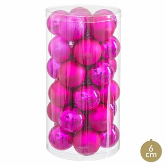 Kerstballen Fuchsia Plastic &Oslash; 6 cm (30 Stuks) 1