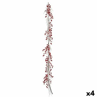Kerstkrans Tak Wit Rood Plastic 180 x 14 cm (4 Stuks) 1
