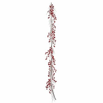 Kerstkrans Tak Wit Rood Plastic 180 x 14 cm (4 Stuks) 2
