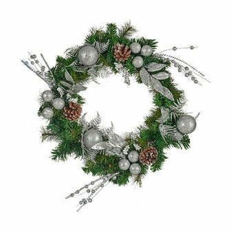 Kerstkroon Groen Zilverkleurig 60 x 13 x 60 cm (4 Stuks) 2