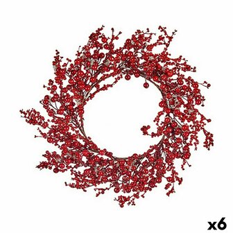 Kerstkroon Rood Plastic 48 x 10 x 48 cm (6 Stuks) 1
