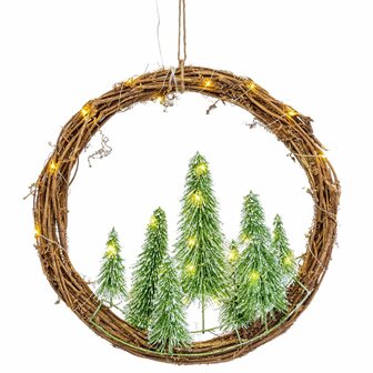Kerstkroon Bruin Groen Plastic 46 x 10 x 46 cm 1