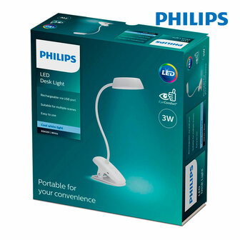 Bureaulamp Philips L&aacute;mpara de mesa Wit Metaal 3 W 4