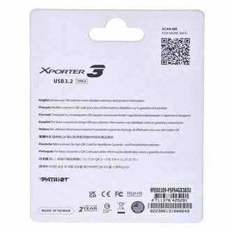 USB stick Patriot Memory Xporter 3 Zwart 64 GB 3