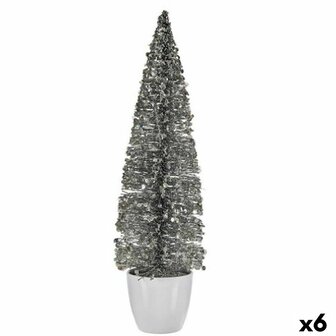 Decoratieve figuren Kerstboom Zilverkleurig Plastic 10 x 38 x 10 cm (6 Stuks) 1