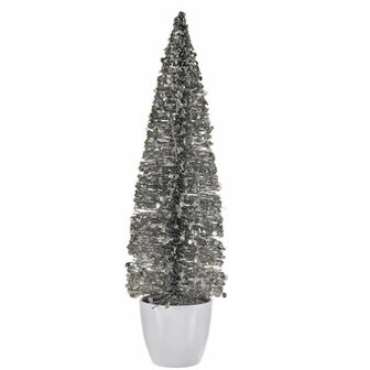 Decoratieve figuren Kerstboom Zilverkleurig Plastic 10 x 38 x 10 cm (6 Stuks) 2