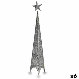 Kerstboom Toren Ster Zilverkleurig Metaal Plastic 28 x 127 x 28 cm (6 Stuks) 1