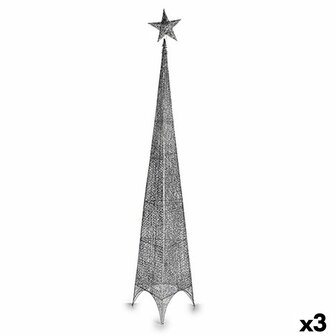 Kerstboom Ster Toren Zilverkleurig Metaal Plastic 42 x 218 x 42 cm (3 Stuks) 1