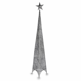 Kerstboom Ster Toren Zilverkleurig Metaal Plastic 42 x 218 x 42 cm (3 Stuks) 2