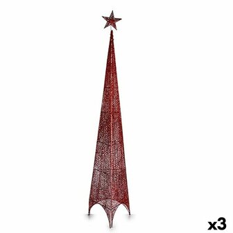 Kerstboom Toren Rood Metaal Plastic 42 x 218 x 42 cm (3 Stuks) 1