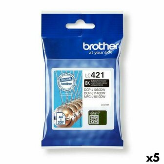 Originele inktcartridge Brother LC421 Zwart (5 Stuks) 1