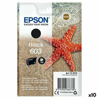 Originele inktcartridge Epson P-2100, 3100, 4100 / WF-2830DWF, 2850DW - N&ordm; 603 Zwart (10 Stuks) 1