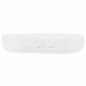 Zeepschaal Wit Hars Bamboe 12,5 x 2,5 x 8,5 cm (6 Stuks) 3