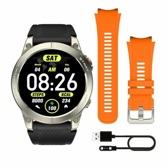 Smartwatch Manta SWA001SL Zwart Oranje Zilverkleurig 1,43&quot; 2