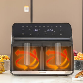 Airfryer InnovaGoods Fryinn Double 8000 Zwart 3400 W 8 L Roestvrij staal 2