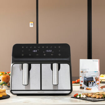 Airfryer InnovaGoods Fryinn Double 8000 Zwart 3400 W 8 L Roestvrij staal 6