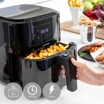 Airfryer met mand InnovaGoods Fryinn Balance 5000 Zwart 1500 W 5 L Roestvrij staal 5