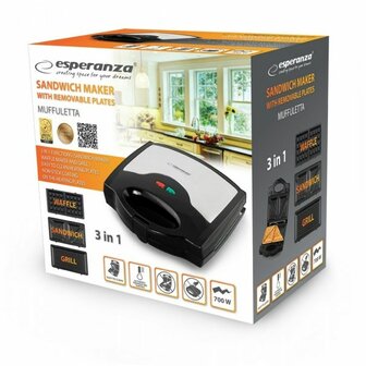 Tosti-ijzer Esperanza EKT005 Zwart Grijs 700 W 2