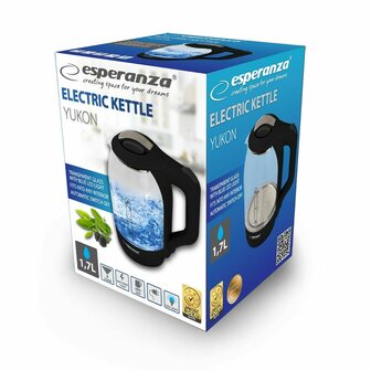 Waterkoker Esperanza EKK025K  Zwart Multicolour Glas Plastic 1500 W 1,7 L 2
