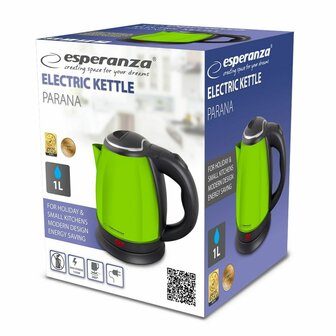 Waterkoker Esperanza EKK128G Zwart Groen Roestvrij staal Plastic 1350 W 1 L 2