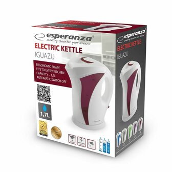 Waterkoker Esperanza EKK018R Wit Rood Plastic 2200 W 1,7 L 2