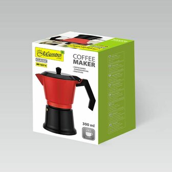 Percolator Feel Maestro MR-1657-6 Zwart Rood Aluminium 300 ml 6 Kopjes 6