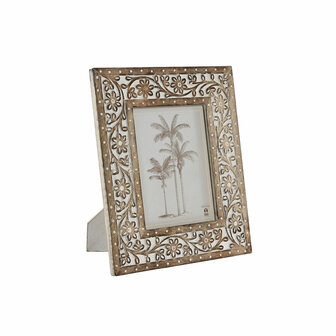 Fotolijsten Home ESPRIT Wit Natuurlijk Kristal Mangohout Indiaas 26,5 x 2 x 31,5 cm 1