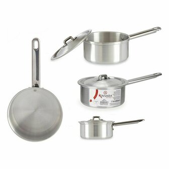 Sauspan met deksel &Oslash; 14 cm Zilverkleurig Aluminium 1 L (10 Stuks) 2