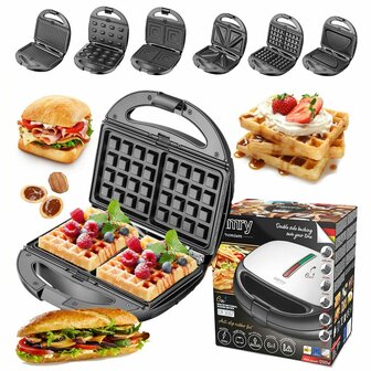 Tosti-ijzer Adler CR 3057 Zwart Zilverkleurig 1200 W 4