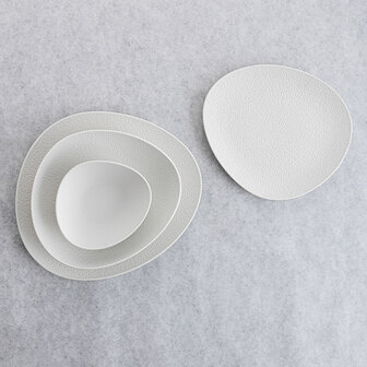 Diep bord Bidasoa Fosil Wit Keramisch Ovalen 22 x 19,6 x 4,5 cm (6 Stuks) 5