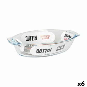 Serveerschaal Quttin 725 ml Glas Ovalen (6 Stuks) 1