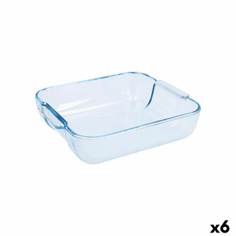 Serveerschaal Pyrex Classic Vierkant Transparant Glas 25 x 22 x 6 cm (6 Stuks) 1
