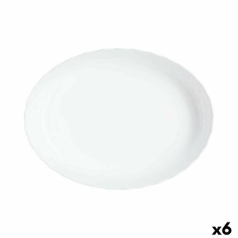 Serveerschaal Luminarc Trianon Ovalen Wit Glas 31 x 24 cm (6 Stuks) 1
