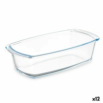 Serveerschaal Met handvatten Transparant Borosilicaatglas 1,6 L 27 x 7,2 x 14 cm (12 Stuks) 1