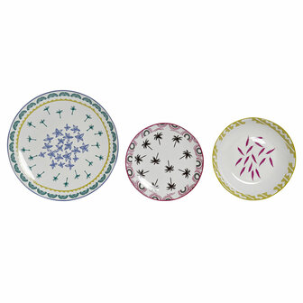 Serviesset DKD Home Decor Blauw Multicolour Turkoois Porselein Koloniaal Afrikaan 27 x 27 x 2,5 cm 18 Onderdelen (18 pcs) 1