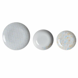 Serviesset DKD Home Decor Blauw Wit Roze Porselein 18 Onderdelen 27 x 27 x 3 cm (2 Stuks) 1