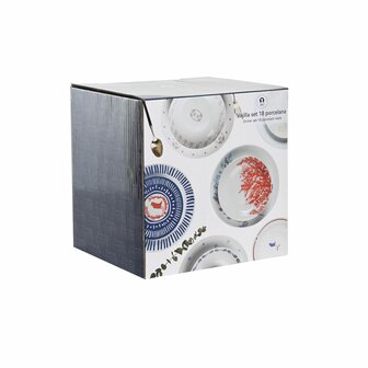 Serviesset DKD Home Decor Blauw Wit Roze Porselein 18 Onderdelen 27 x 27 x 3 cm (2 Stuks) 4