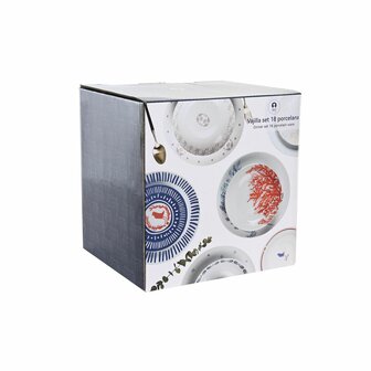 Serviesset DKD Home Decor Blauw Wit Porselein 18 Onderdelen 27 x 27 x 3 cm (2 Stuks) 4