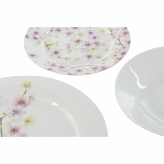 Serviesset Home ESPRIT Wit Groen Roze Porselein 18 Onderdelen 27 x 27 x 2 cm 2
