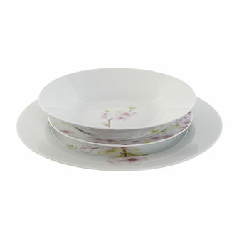 Serviesset Home ESPRIT Wit Groen Roze Porselein 18 Onderdelen 27 x 27 x 2 cm 4