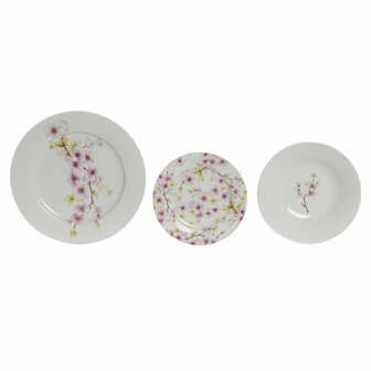 Serviesset Home ESPRIT Wit Groen Roze Porselein 18 Onderdelen 27 x 27 x 2 cm 5