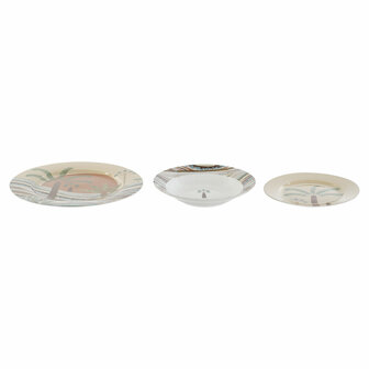 Serviesset Home ESPRIT Beige Multicolour Terra cotta Porselein 18 Onderdelen 27 x 27 x 2 cm 1